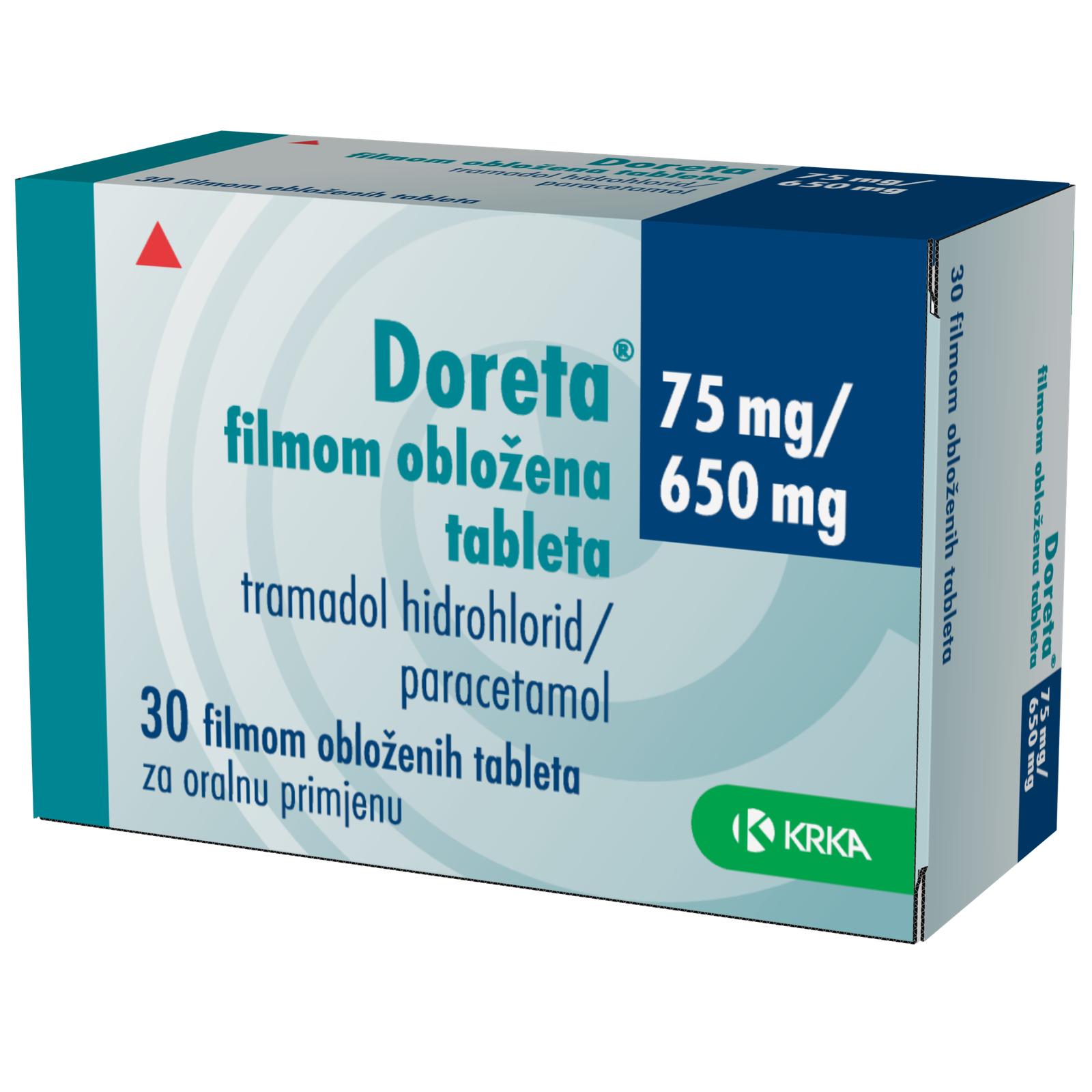 Oryginalne opakowanie leku Doreta Bez Recepty 75mg KRKA - Tramadol z Paracetamolem na ból