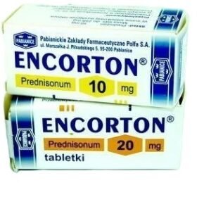 Oryginalne opakowanie leku Encorton 20mg Polfa - Prednizolon bez recepty na alergię i zapalenia
