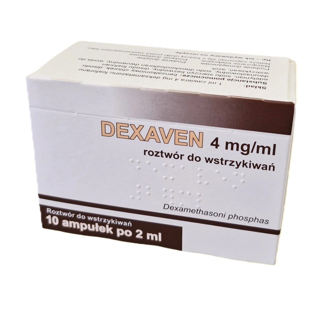 Oryginalne opakowanie ampułek Dexaven 4mg Jelfa - Deksametazon w zastrzykach bez recepty